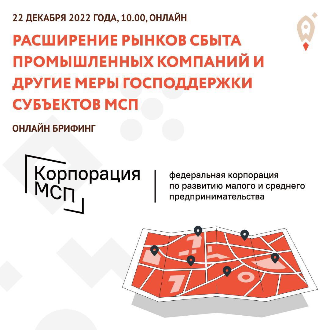 Онлайн-брифинг Расширение рынков сбыта промышленных компаний и другие меры господдержки субъектов МСП